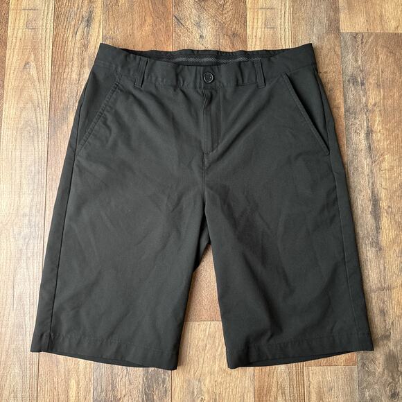 Adidas Solid Golf Shorts Boy's Size Large Black Athletic Training Softshell 5544 - Picture 1 of 11